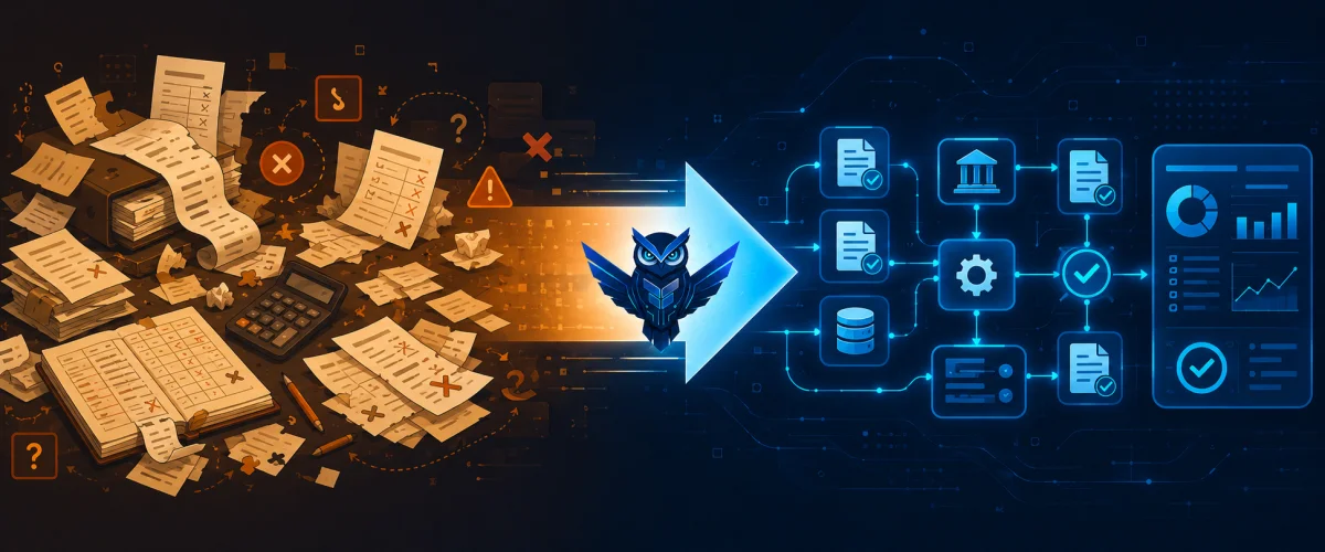 Perbandingan workflow sebelum dan sesudah implementasi AI Finance Automation oleh Ventera AI
