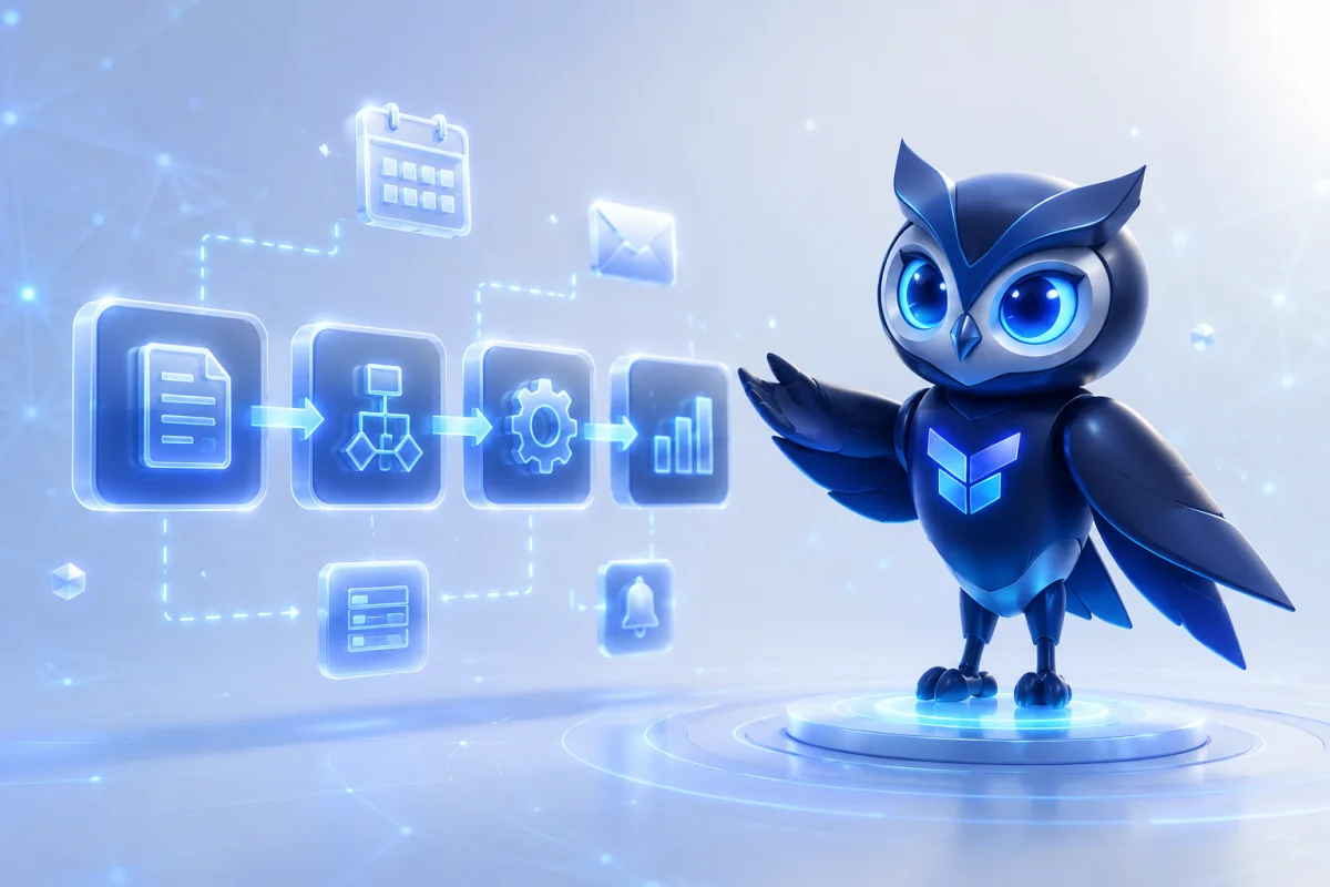 Ilustrasi layanan AI Workflow Automation oleh Ventera AI — solusi AI automation untuk bisnis Indonesia