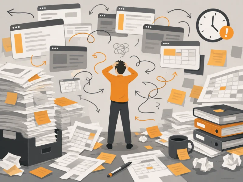 Ilustrasi masalah bisnis sebelum menggunakan AI Workflow Automation — Ventera AI